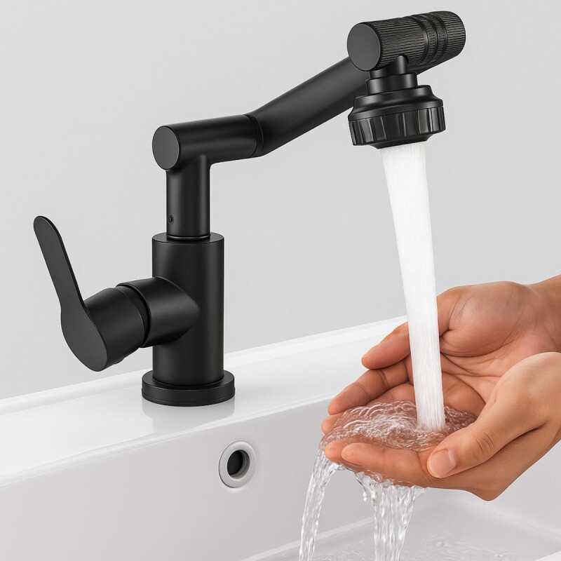 Canilla Baño Grifo Monocomando Griferia Giratorio 360 Negro Canilla Baño Grifo Monocomando Griferia Giratorio 360 Negro