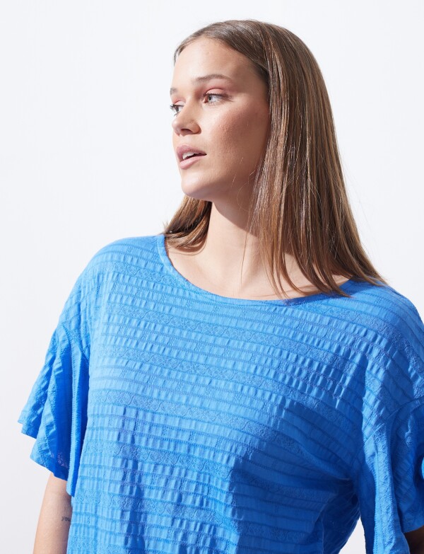 Blusa Punto Smocked AZUL