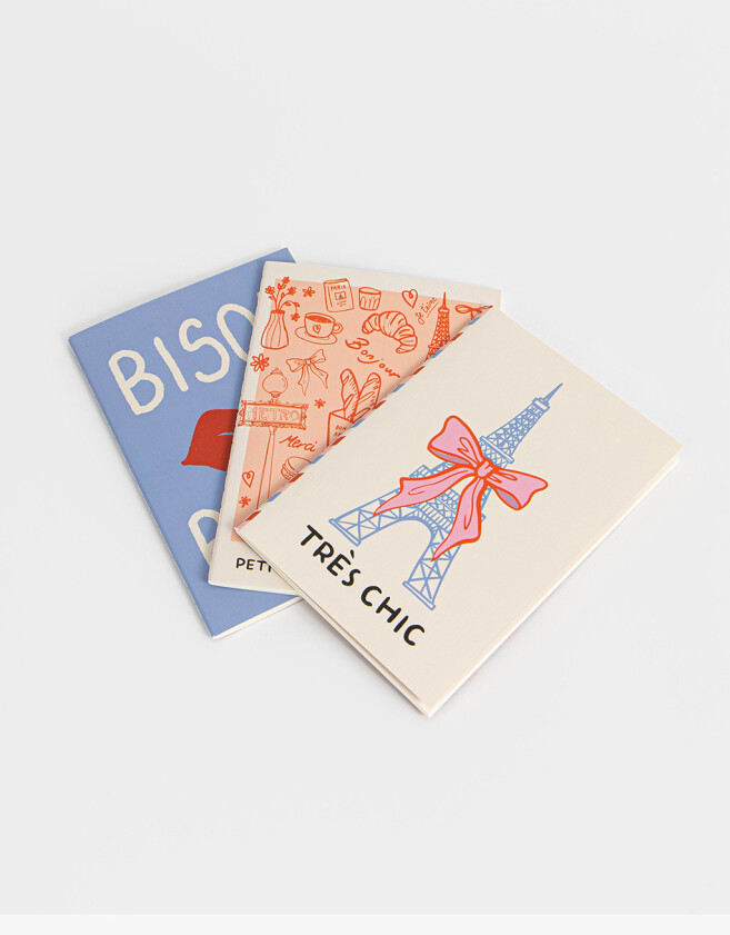 Anotadores Cuadernos y Memos Perrito Set X 3 Cuadernos Impresos Sobre Hoja Texturada - Combinacion Multicolor