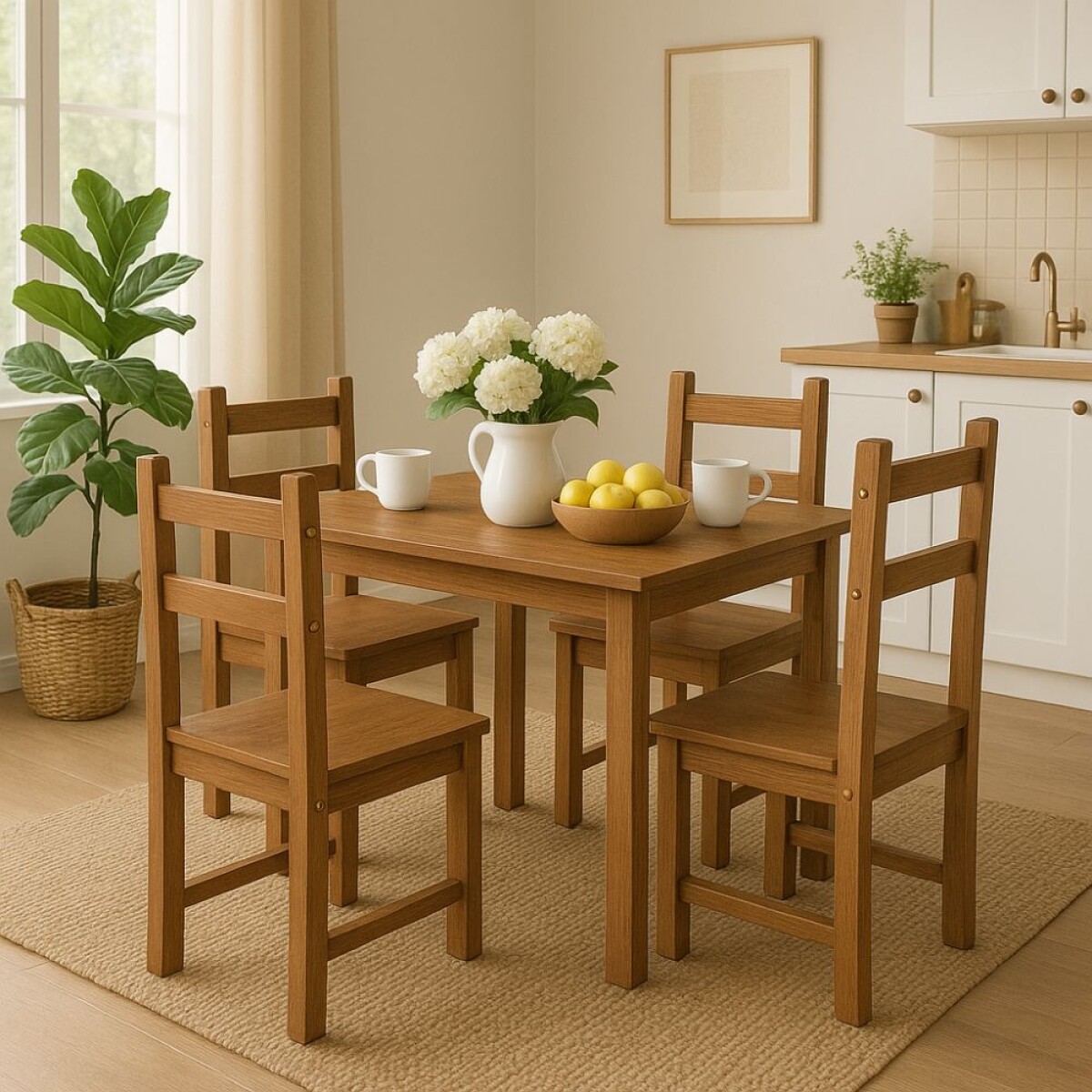 Juego de comedor 4 sillas Linea Naturale - Roble 