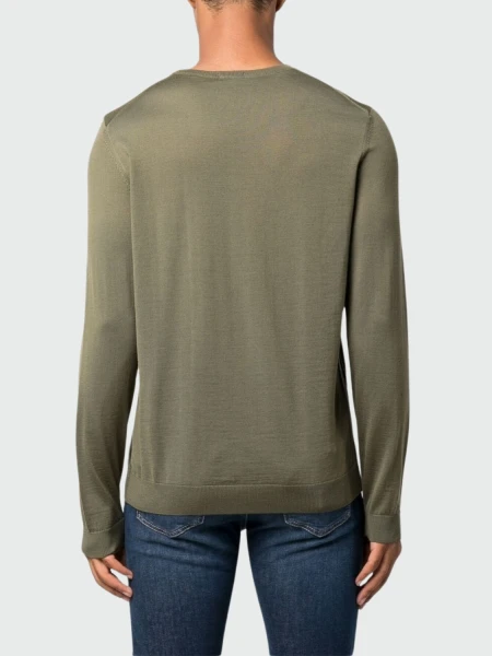 BOSS Black - Suéter Ajustado de lana Merino Cuello Redondo Verde