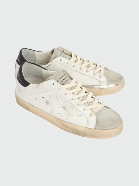 Golden Goose-Championes de cuero acordonados, Super Star Blanco