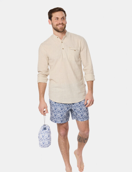 SHORT DE BAÑO ESTAMPADO Azul