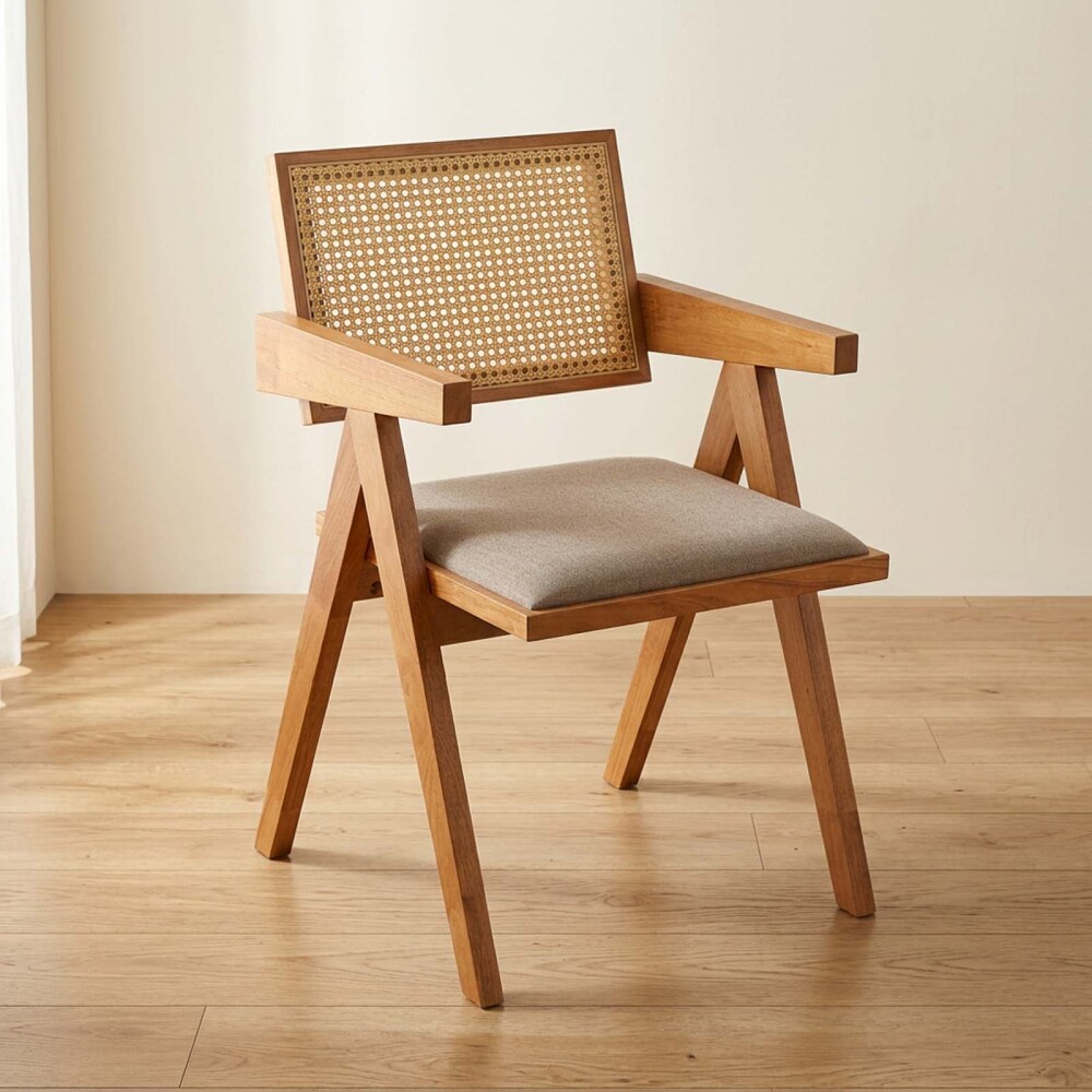 SILLA DE COMEDOR MADERA-Y-TELA NATURAL-BEIGE INARI