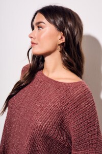 Sweater Texturado Lurex Bordeaux
