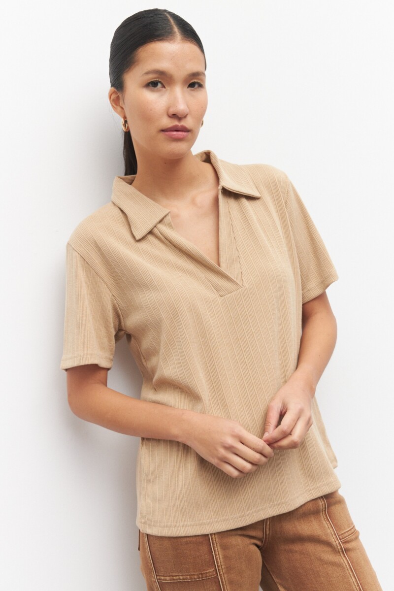 REMERA POLO Beige Melange