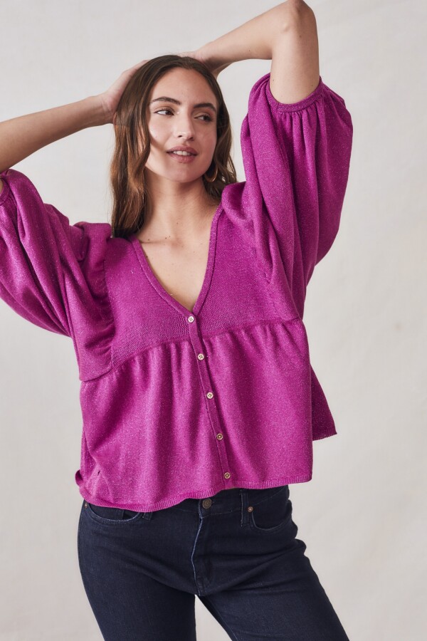 Cardigan Reversible Manga Balloon Fucsia