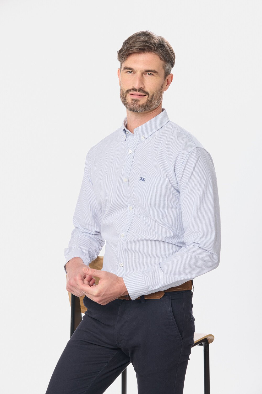 CAMISA OXFORD A RAYAS Azul