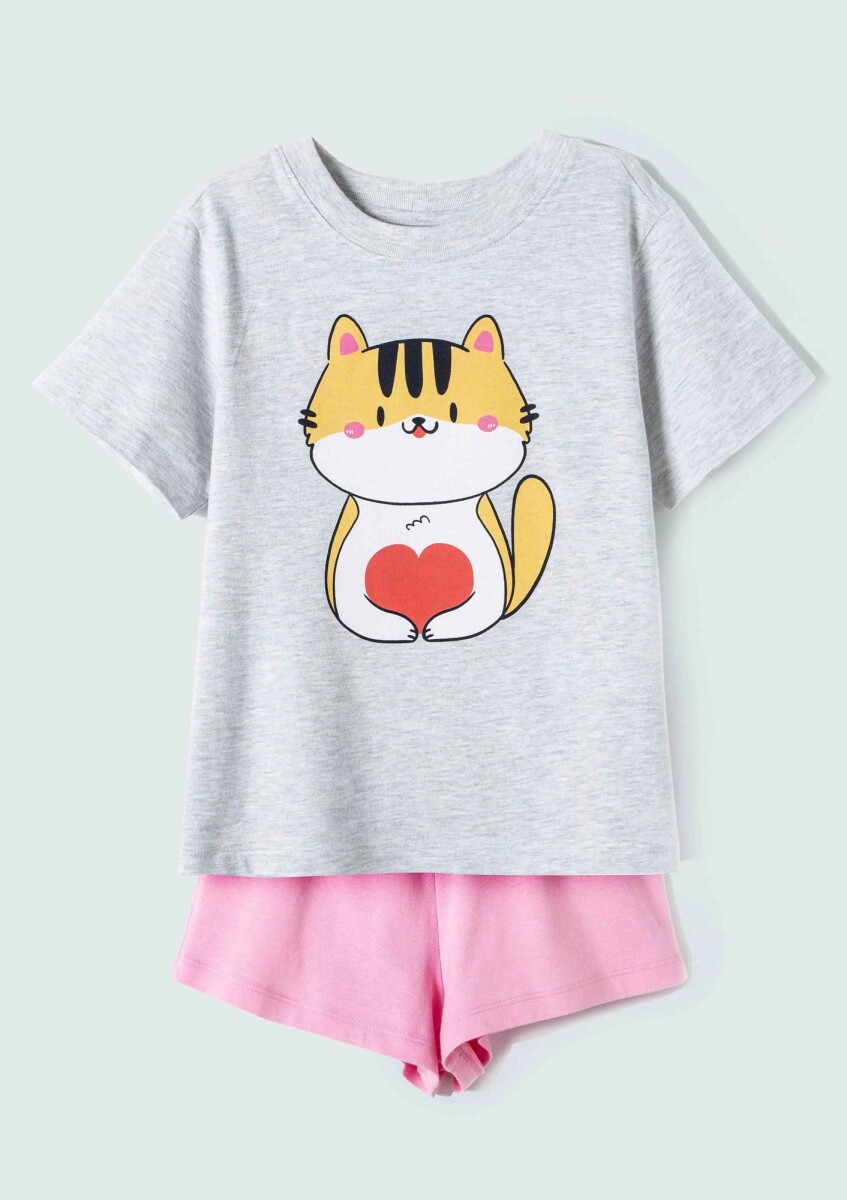 PIJAMA INFANTIL CON SHORT - ROSADO 