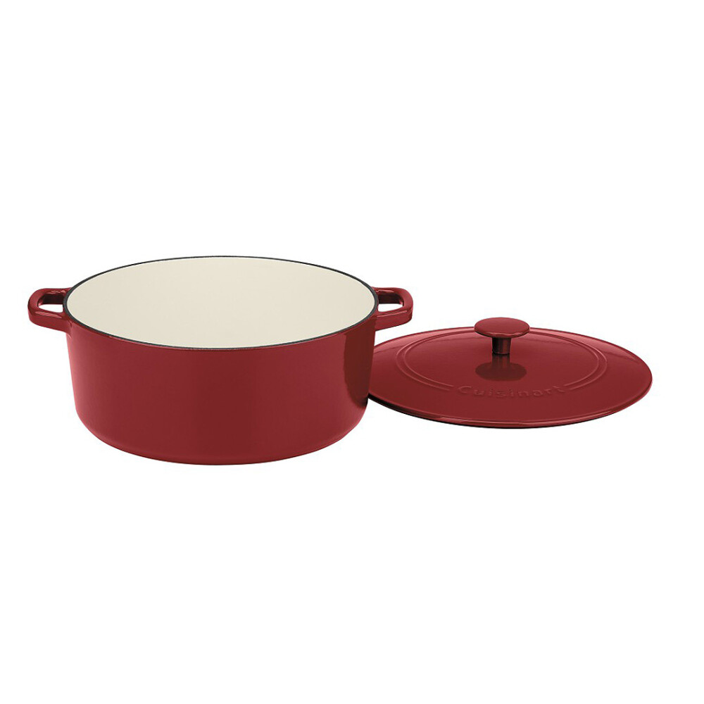 Cuisinart® CACEROLA REDONDA DE HIERRO FUNDIDO 7 QT CON TAPA - ROJO CARDENAL N/A