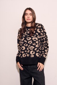 Sweater Animal Print Negro