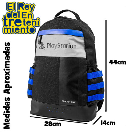 Mochila Playstation Estelar Original 18'' Impermeable Negro/Azul