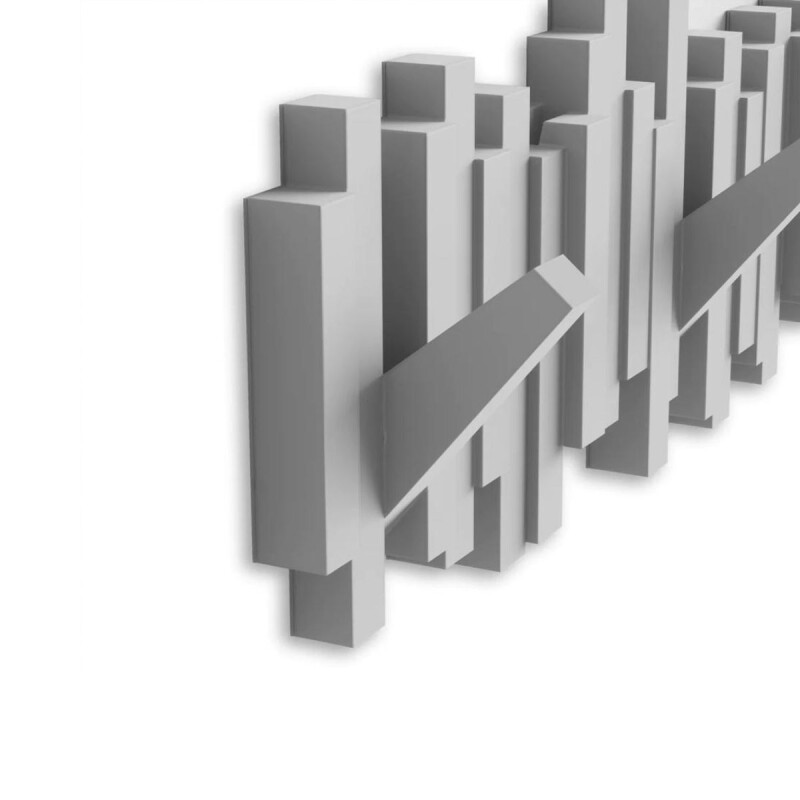 Perchero de pared 5 ganchos Sticks Gris