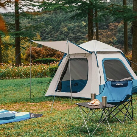 COMBO Carpa automática con toldo para 2 personas - Blanco + 2 Colchón inflable de 1 plaza COMBO Carpa automática con toldo para 2 personas - Blanco + 2 Colchón inflable de 1 plaza