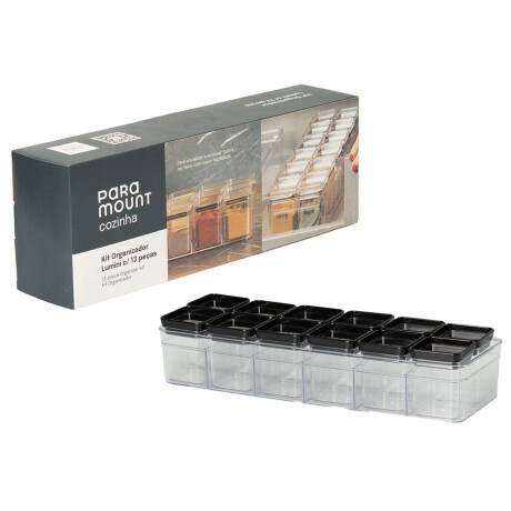 Kit Organizador Condimentos Lumini X13 Frascos y Soporte Negro