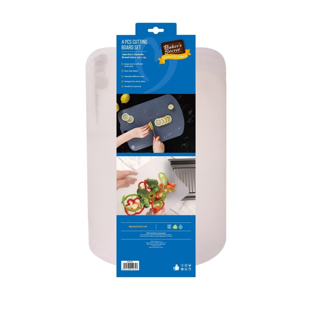 Set 4 Tablas de Picar Baker’s Secret 20x38 cm SET 4 TABLAS DE PICAR PLASTICO 20X38CM TRANSPARENTE
