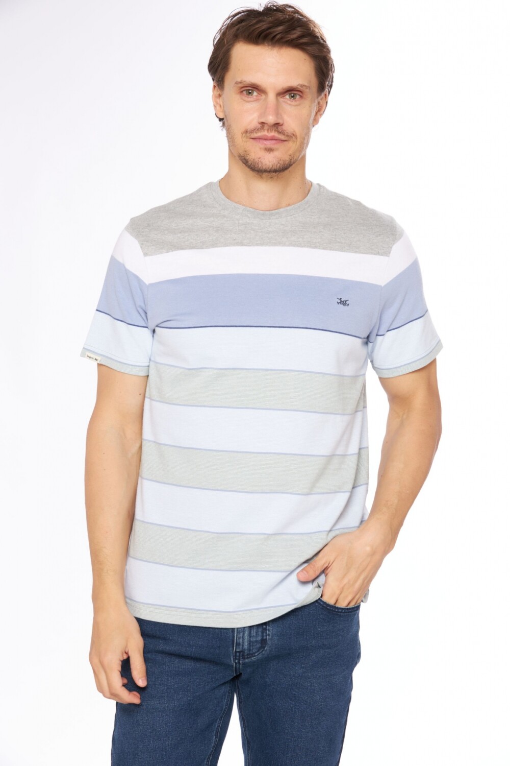 REMERA RAYADA Celeste