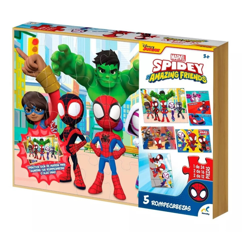Rompecabezas 5 En 1 Para Niños Spidey De Madera Rompecabezas 5 En 1 Para Niños Spidey De Madera