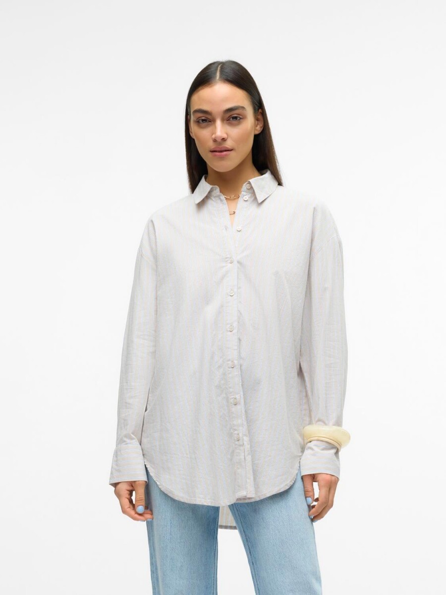 Camisa Gill Oversized Rayas - Silver Lining 