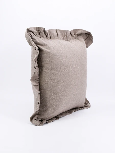 FUNDA ALMOHADON VOLADO TOSTADO