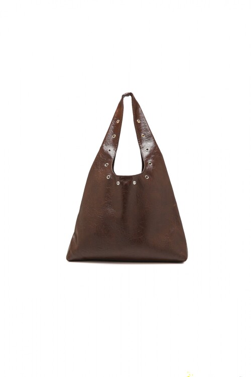 Cartera Hobo Tachas Marron