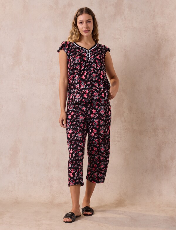 Pijama C/capri MULTI/NEGRO