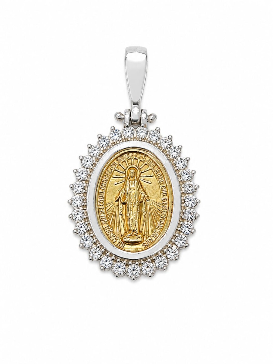 Medalla Virgen Milagrosa con zirconias 