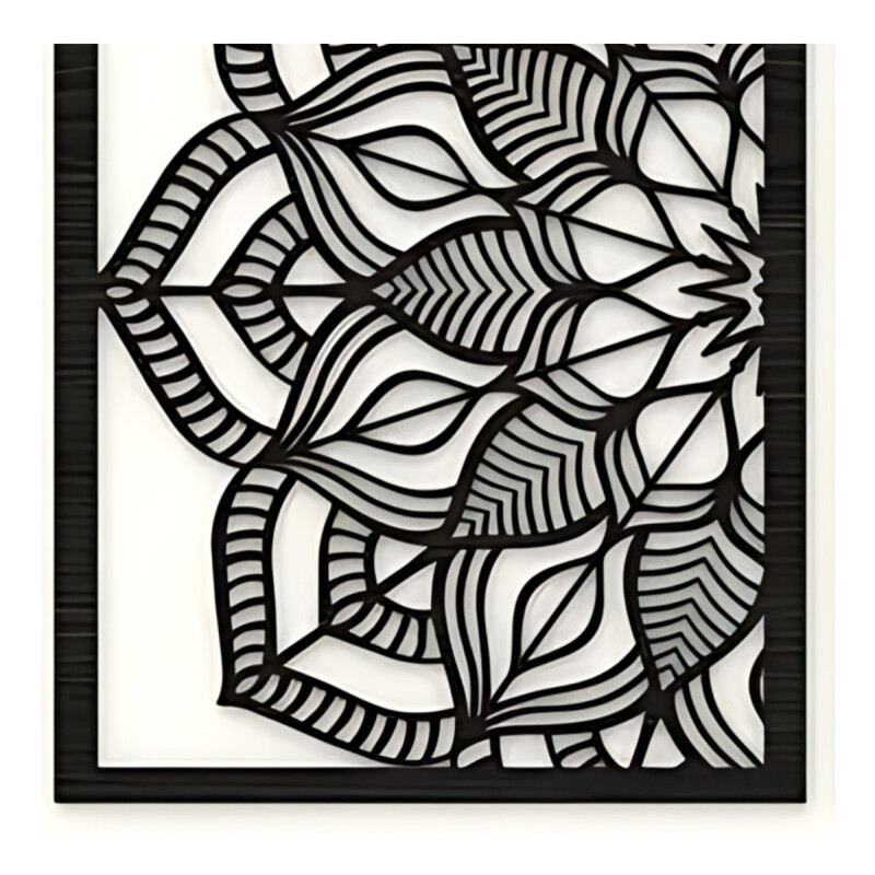 Díptico Mandala Calada 103 X 70 Cmts Madera Decor Negro