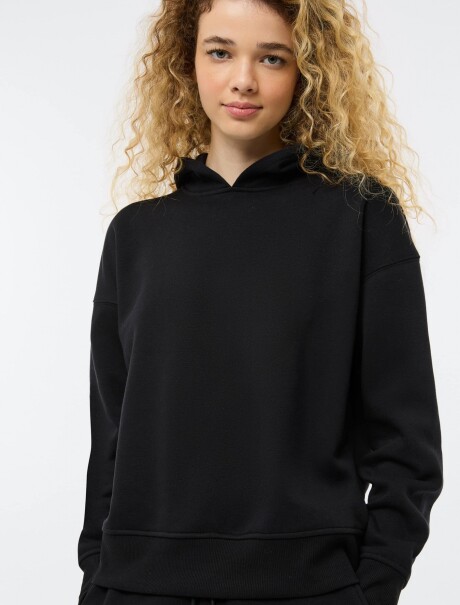 BUZO DE FELPA CON CAPUCHA NEGRO