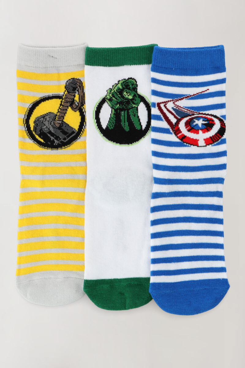 Pack x 3 medias avengers Diseño 1