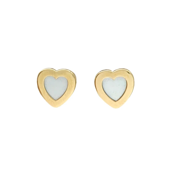Caravanas Corazón de oro - Oro bajo - Nácar- CA8046 conpiedra