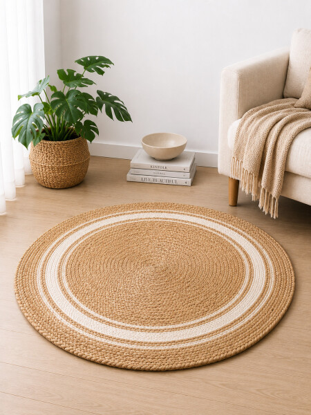 ALFOMBRA DE YUTE Y ALGODÓN BEIGE