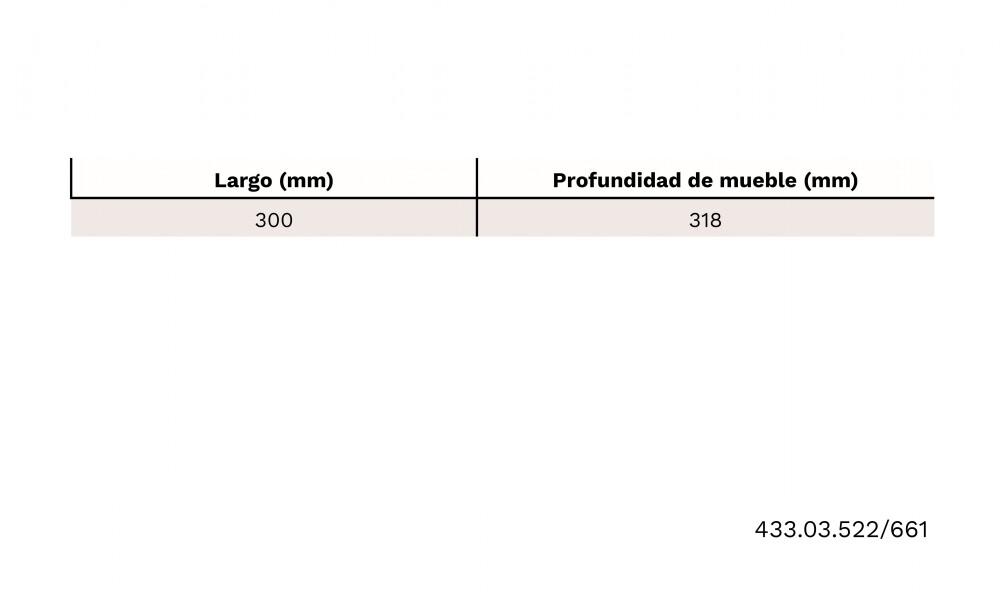 Guia oculta UFA para cajón PUSH 433.03.5 300