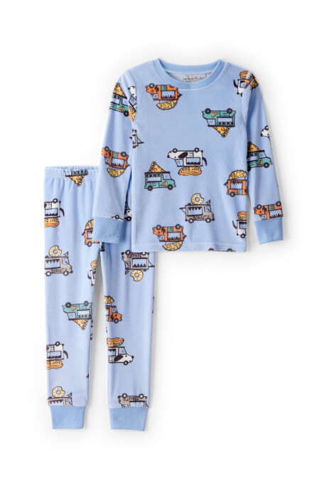 Pijama dos piezas de micropolar, remera y pantalón, diseño cocina rodante Sin color