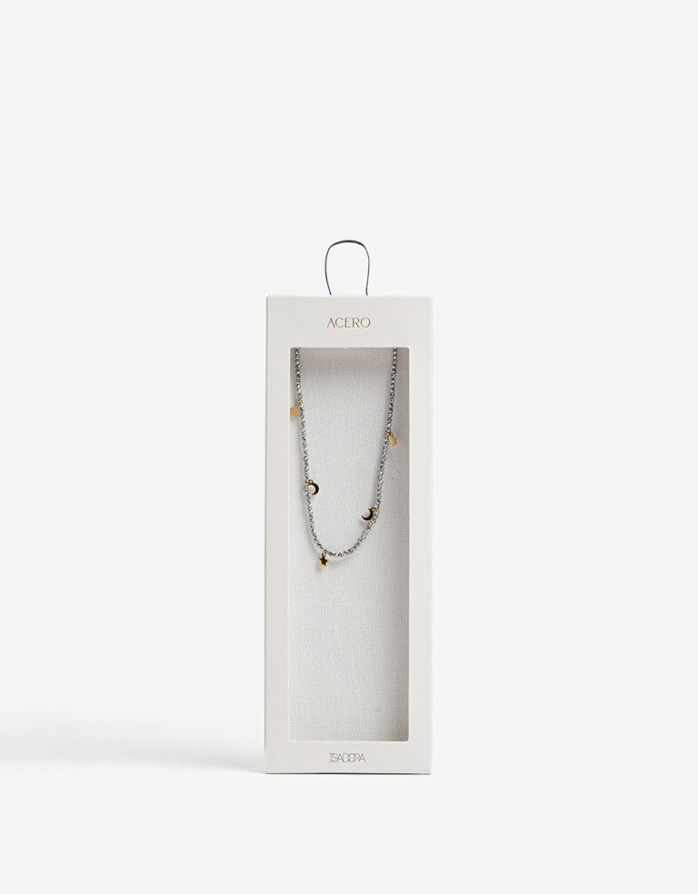 Collares Cortos Piedras Collar De Acero Con Canutillos - Dorado