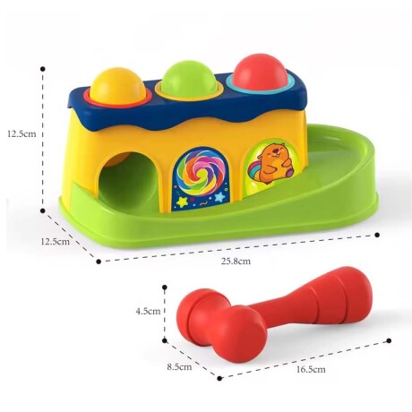 Juego Didáctico Encastre Golpe Martillo Pelotas Bebé Huanger Multicolor