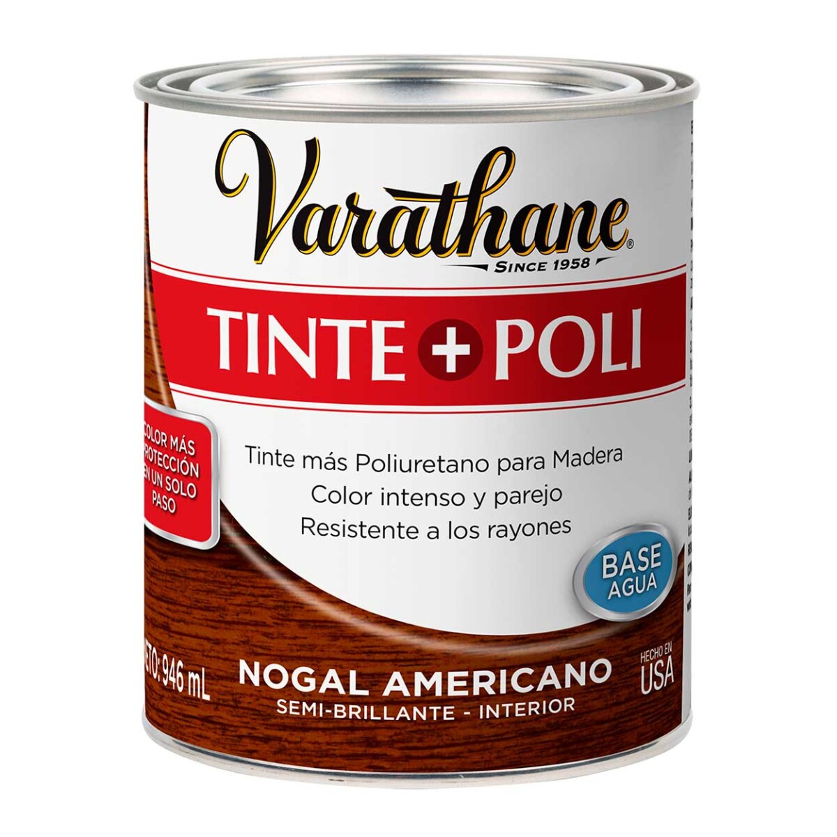 Tinte + Poliuretano para Madera 0.946L Varathane - Nogal Americano 