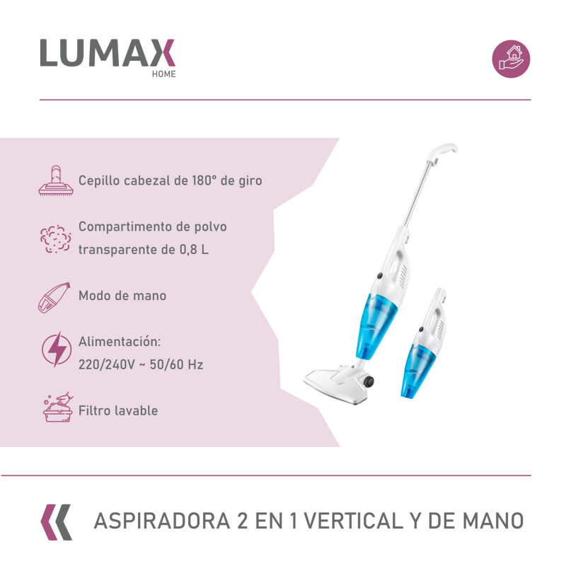 Aspiradora 2 En 1 Lumax Boost Larko 1000w Vertical Y De Mano Aspiradora 2 En 1 Lumax Boost Larko 1000w Vertical Y De Mano