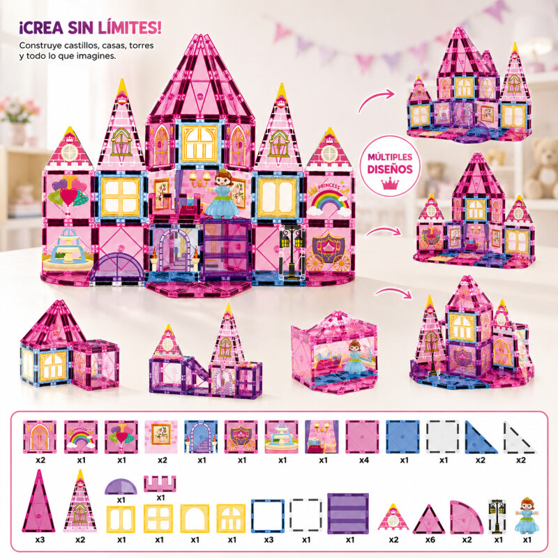 Castillo Princesa Bloques Magneticos Juguete Infantil Iman Castillo Princesa Bloques Magneticos Juguete Infantil Iman