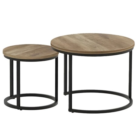 Set 2 mesas auxiliares ratonas tipo nido Doncaster Negro/madera