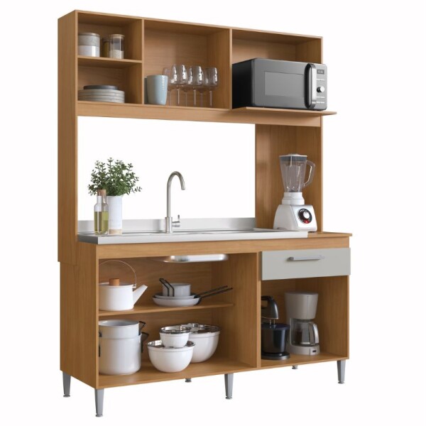 COCINA COMPACTA 4 PUERTAS 1 CAJON MALI - NATURAL/OFF WHITE COCINA COMPACTA 4 PUERTAS 1 CAJON MALI - NATURAL/OFF WHITE