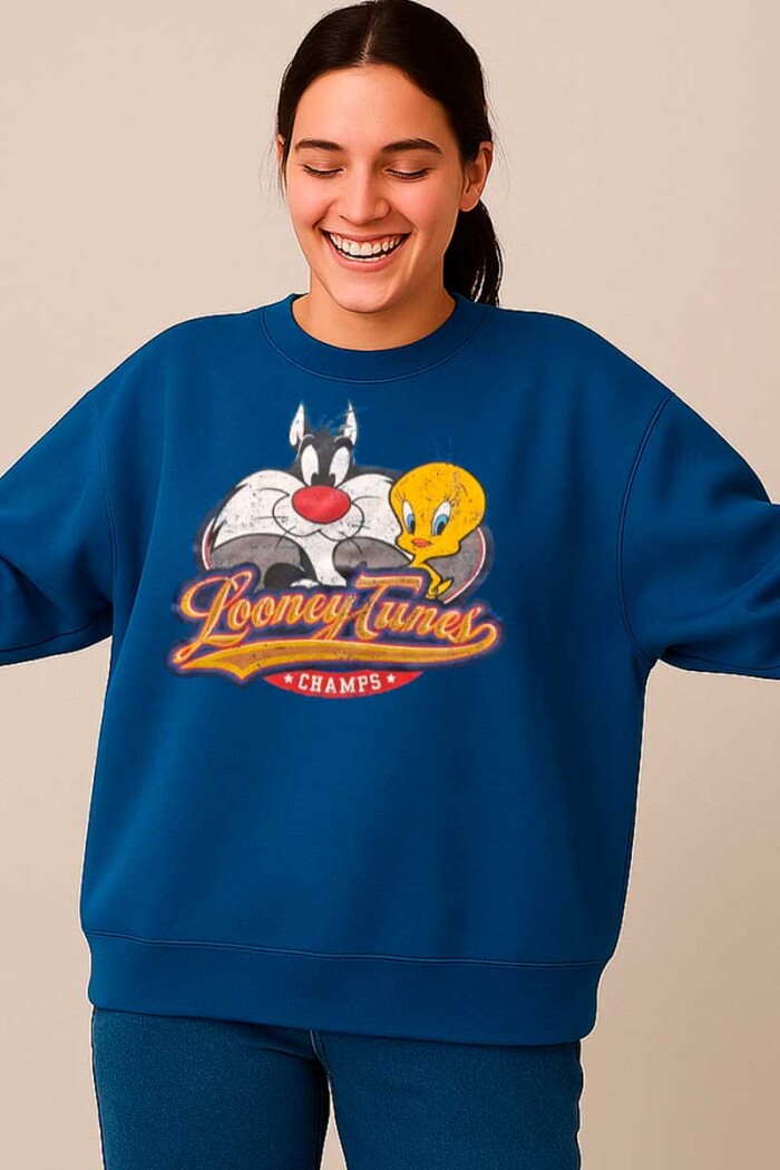 BUZO LOONEY TUNES SILVESTRE Y PIOLIN Azul