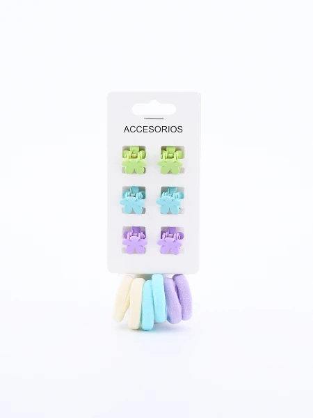 PINZA Y COLEROS PACK X 12 MULTICOLOR