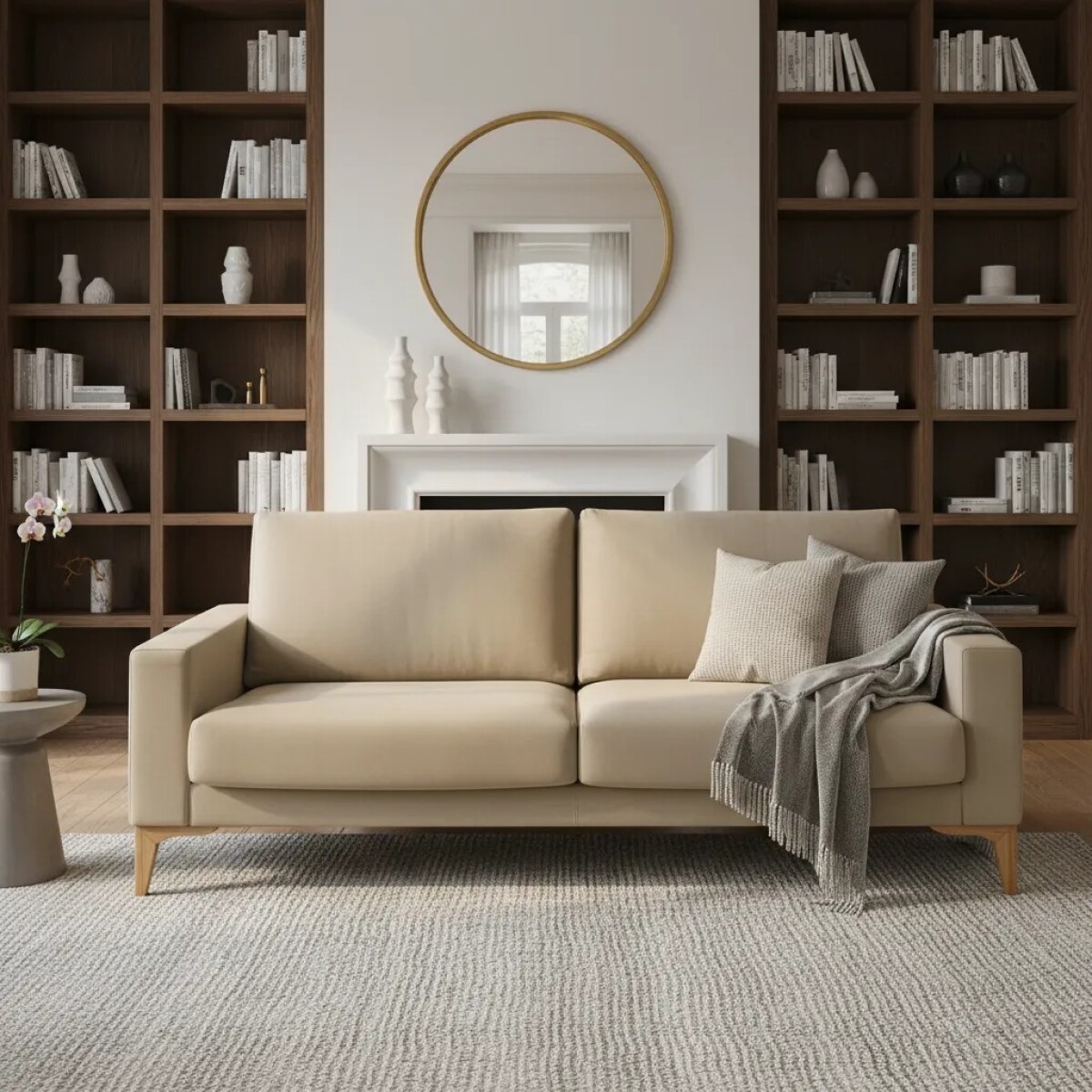 Sofa 3 Cuerpos - Tela Lavable - Color Beige 