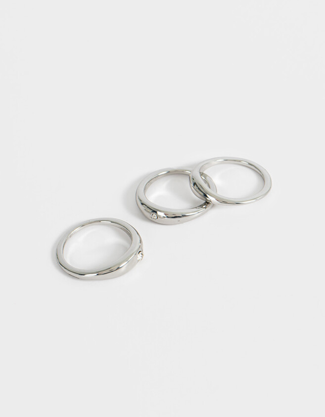 Sets Anillos Con strass Set De Anillos Plateados Con Strass - Plateado