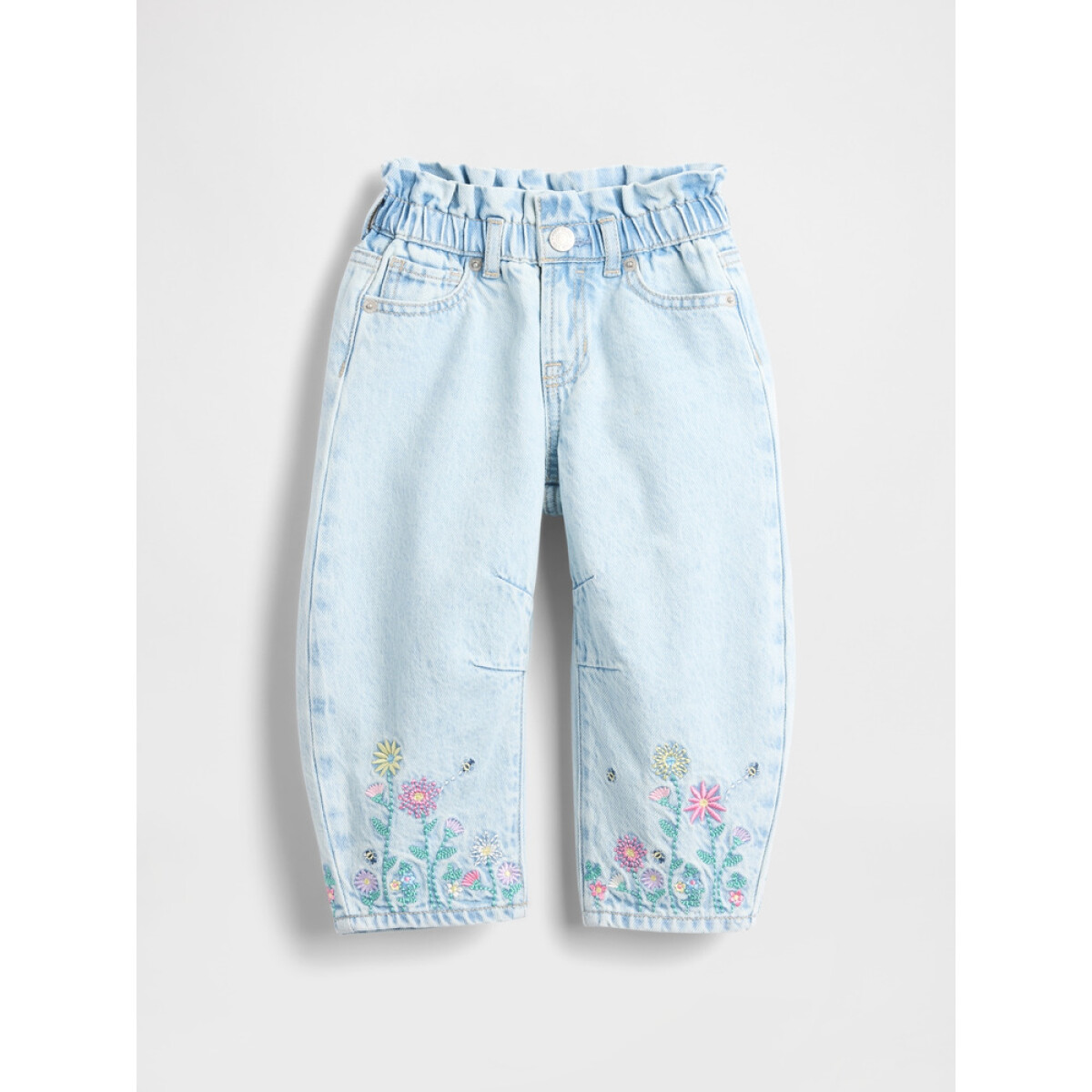HORSESHOE JEAN - PLACED FLORAL EMB - LIGHT WASH 