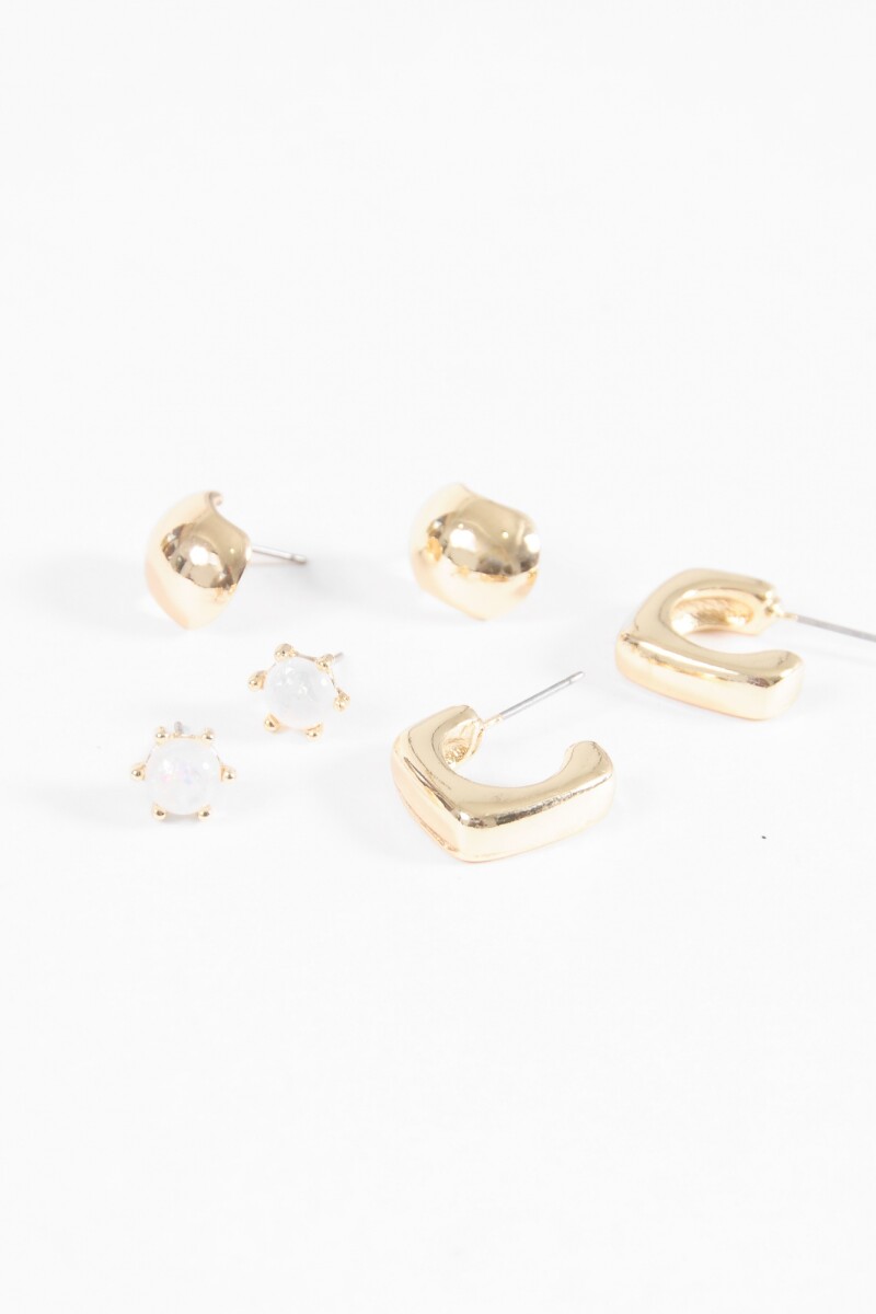 Set de caravanas metallic borla dorado