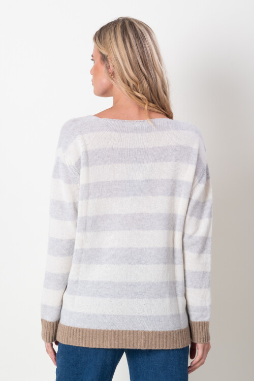 Sweater Cashmere a rayas Gris