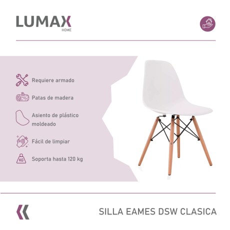 Silla De Comedor Eames Pack 2 Unidades Varios Colores Lumax Blanco