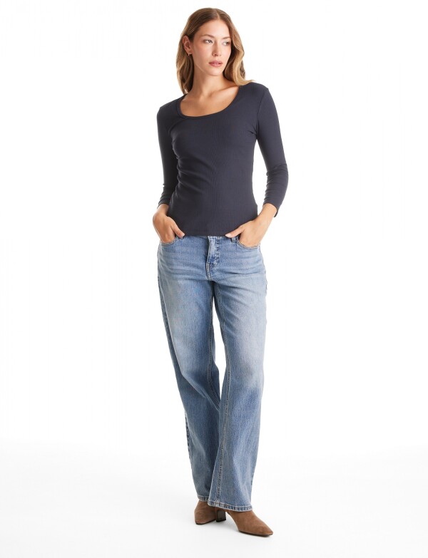 Remera Basica Ribs MARINO